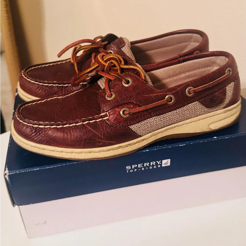 Sperry Women’s Top Sider Bluefish 2 Eye Tan Boat Shoes, Sailing, Deck Shoes - Picture 6 of 11